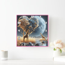 Giraffes onder een maanverlichte lucht in de savan