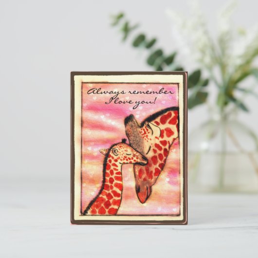 Giraffes: "Onthoud altijd dat ik van je hou!" Briefkaart (Staand voorkant)