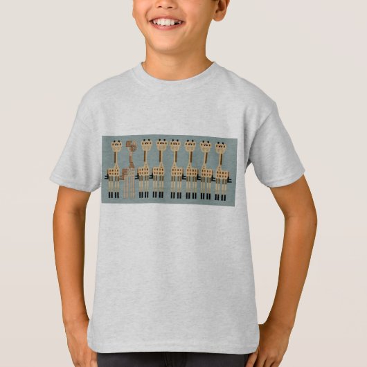 Giraffes op blauw t-shirt (Voorkant)