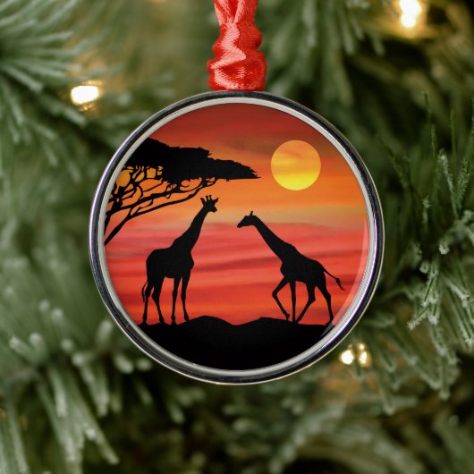 Giraffes op de Sondst van Serengeti Metalen Ornament (Boom)