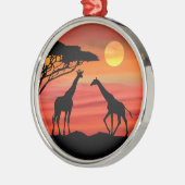 Giraffes op de Sondst van Serengeti Metalen Ornament (Links)