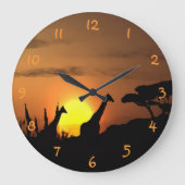Giraffes op de Waterverf van Nairobi Safari Sunset Grote Klok (Voorkant)