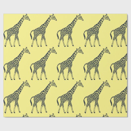 Giraffes op Geel Cadeaupapier (Vlak)