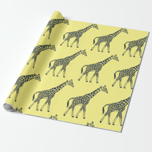 Giraffes op Geel Cadeaupapier