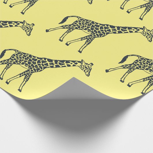 Giraffes op Geel Cadeaupapier (Hoek)