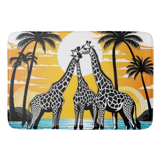 Giraffes op het strand badmat (Voorkant)