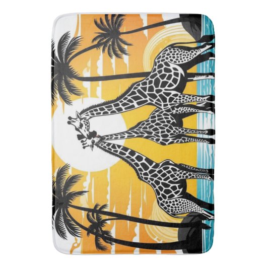 Giraffes op het strand badmat (Voorkant Verticaal)