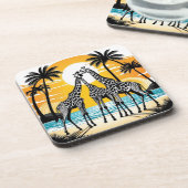 Giraffes op het strand bier onderzetter (Linkerzijde)