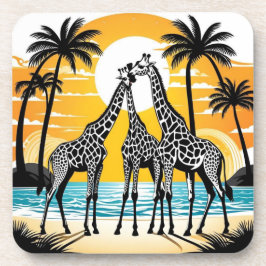 Giraffes op het strand bier onderzetter