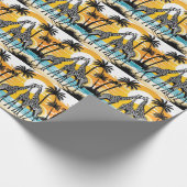 Giraffes op het strand cadeaupapier (Hoek)