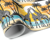 Giraffes op het strand cadeaupapier (Rol Hoek)