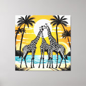 Giraffes op het strand canvas afdruk (Voorkant)
