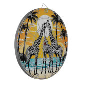 Giraffes op het strand dartbord (Voorkant Links)