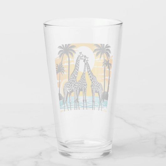 Giraffes op het strand glas (Achterkant)