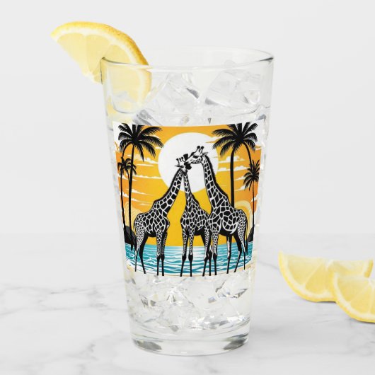 Giraffes op het strand glas (Voorkant ijs)