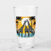 Giraffes op het strand glas (Voorkant)