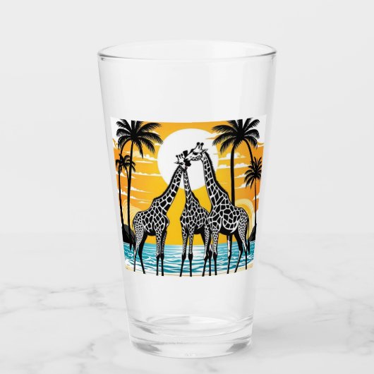 Giraffes op het strand glas (Voorkant)