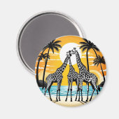 Giraffes op het strand magneet (Voorkant / Achterkant)