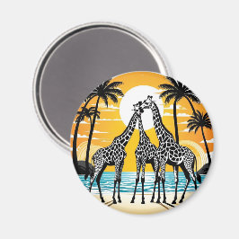 Giraffes op het strand magneet