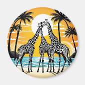 Giraffes op het strand magneet (Voorkant)