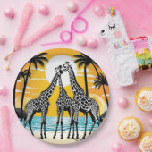 Giraffes op het strand papieren bordje (Feest)