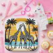 Giraffes op het strand papieren bordje (Feest)