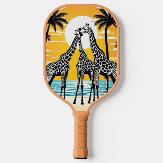 Giraffes op het strand pickleball paddle (Achterkant)