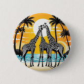 Giraffes op het strand ronde button 5,7 cm (Voorkant)