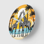 Giraffes op het strand ronde klok (Hoek)