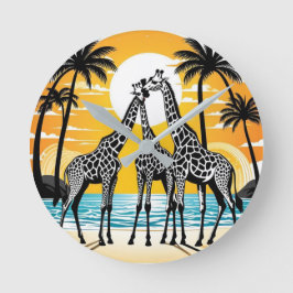 Giraffes op het strand ronde klok