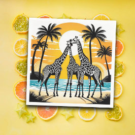 Giraffes op het strand servet
