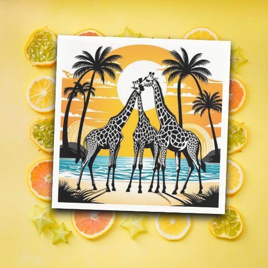 Giraffes op het strand servet