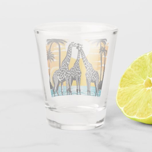 Giraffes op het strand shot glas (Achterkant)