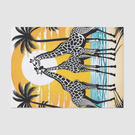 Giraffes op het strand tissuepapier (Voorkant)