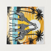 Giraffes op het strand wandkleed (Voorkant (horizontaal))