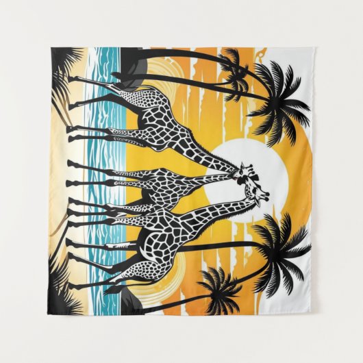 Giraffes op het strand wandkleed (Voorkant (horizontaal))