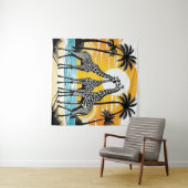 Giraffes op het strand wandkleed (In Situ (horizontaal))