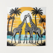 Giraffes op het strand wandkleed (Voorkant)