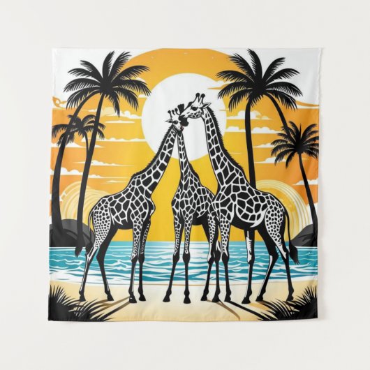 Giraffes op het strand wandkleed (Voorkant)