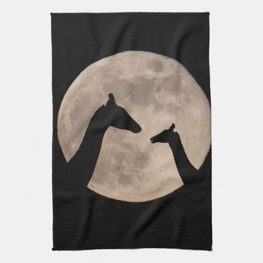 Giraffes op volle maan theedoek (Verticaal)