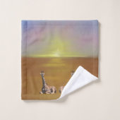 Giraffes op zonsbruin bad handdoek (Wasdoekje)