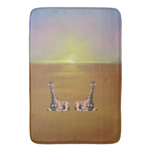 Giraffes op zonsbruin badmat (Voorkant Verticaal)