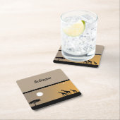 Giraffes op zonsondergang met volle maan kartonnen onderzetters (Insitu)