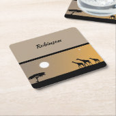 Giraffes op zonsondergang met volle maan kartonnen onderzetters (Schuin)