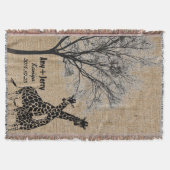 Giraffes paar liefde gepersonaliseerde huwelijksca deken (Voorkant)