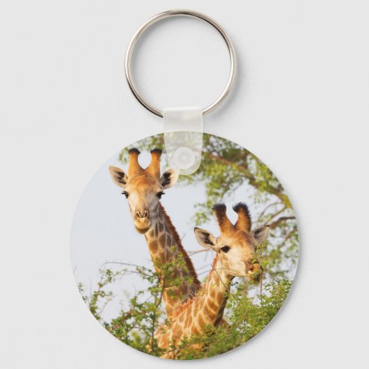 Giraffes Peeking Above Vegetation Sleutelhanger (Voorkant)
