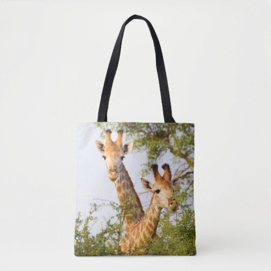 Giraffes Peeking Above Vegetation Tote Bag (Voorkant)