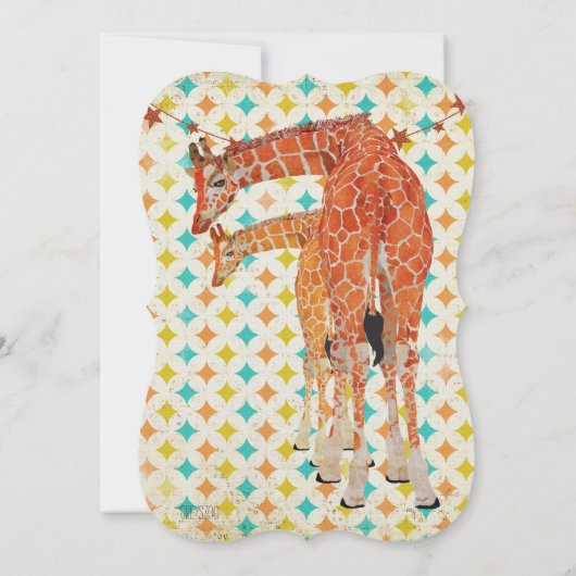 Giraffes Retro Baby Uitnodiging (Achterkant)