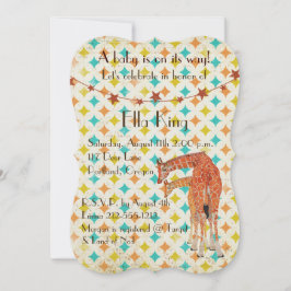 Giraffes Retro Baby Uitnodiging