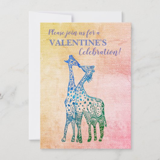 Giraffes rustieke Valentijn uitnodiging (Voorkant)
